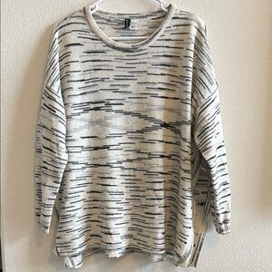 H&M Black & Cream Space-Dye Crew Sweater